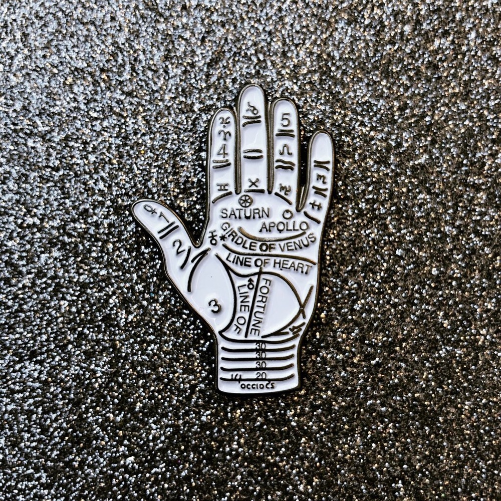 Palmistry Hand Enamel Lapel Pin Brooch - Picture 3 of 5